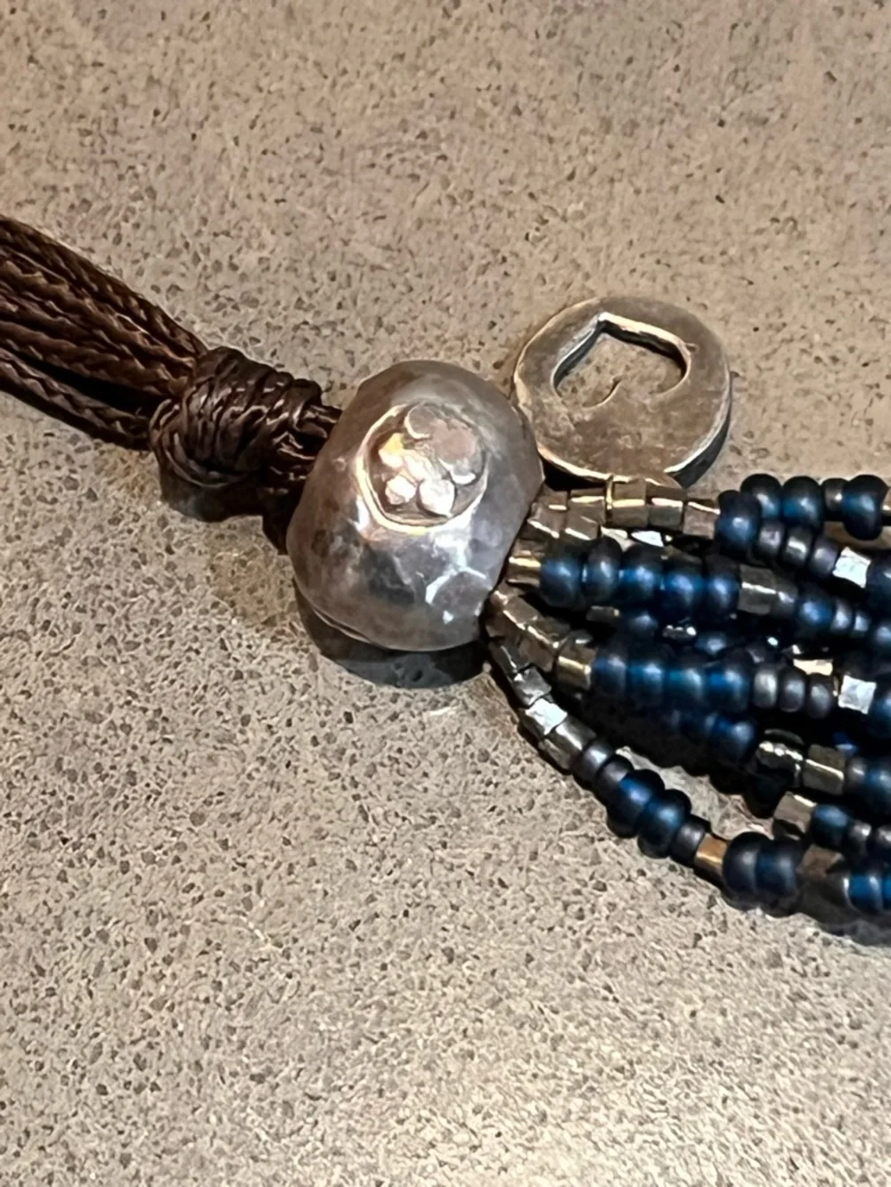 Peyote Bird 925 Sterling Silver Multi-Strand Blue Seed Bead Toggle Necklace 21